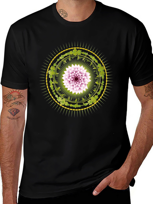 Floral Mandala Graphic Print Black T-Shirt