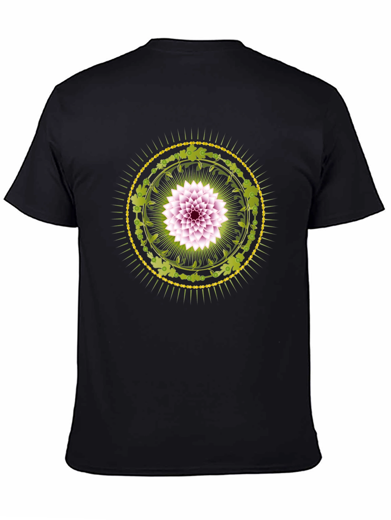 Floral Mandala Graphic Print Black T-Shirt