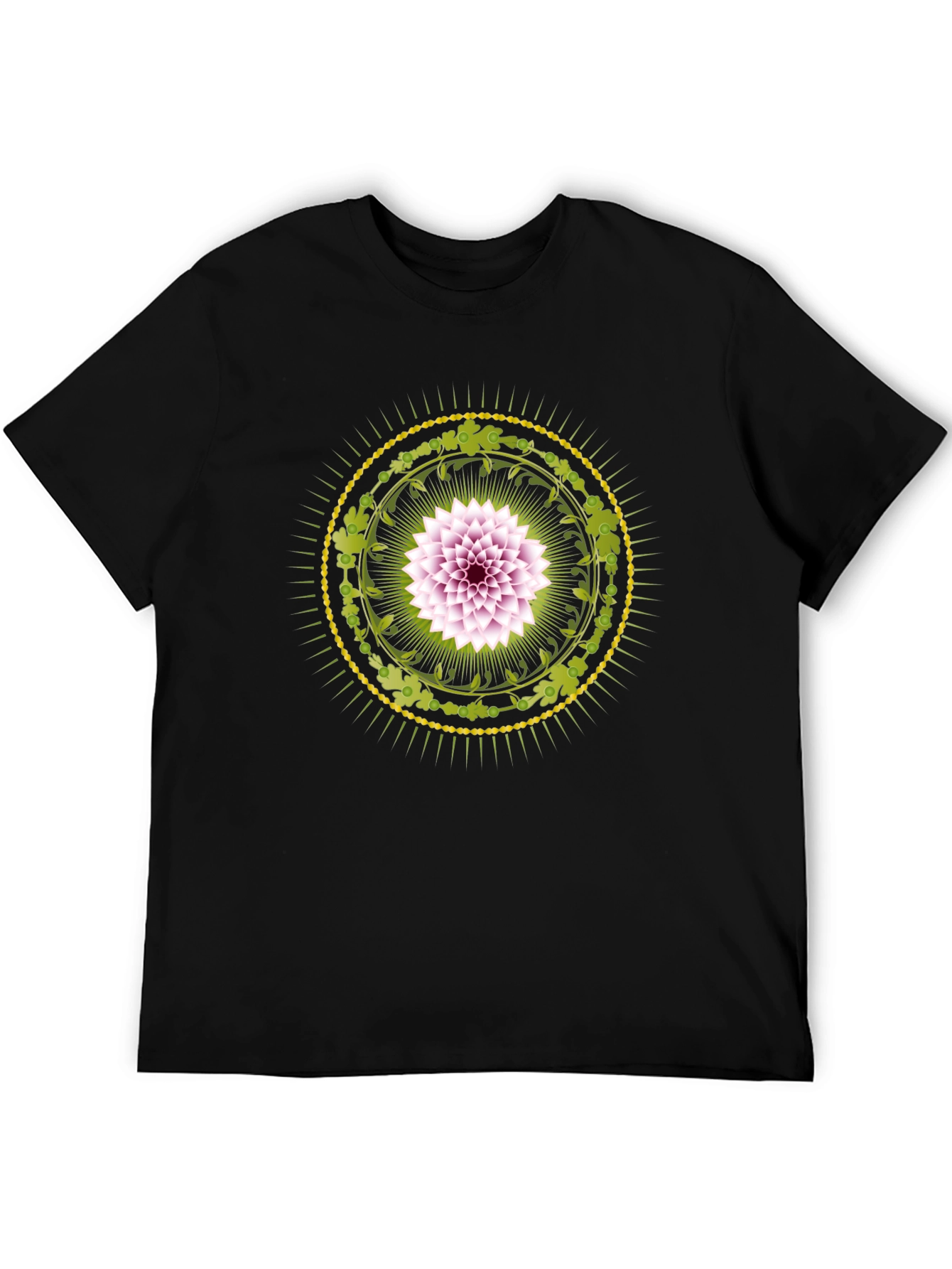 Floral Mandala Graphic Print Black T-Shirt