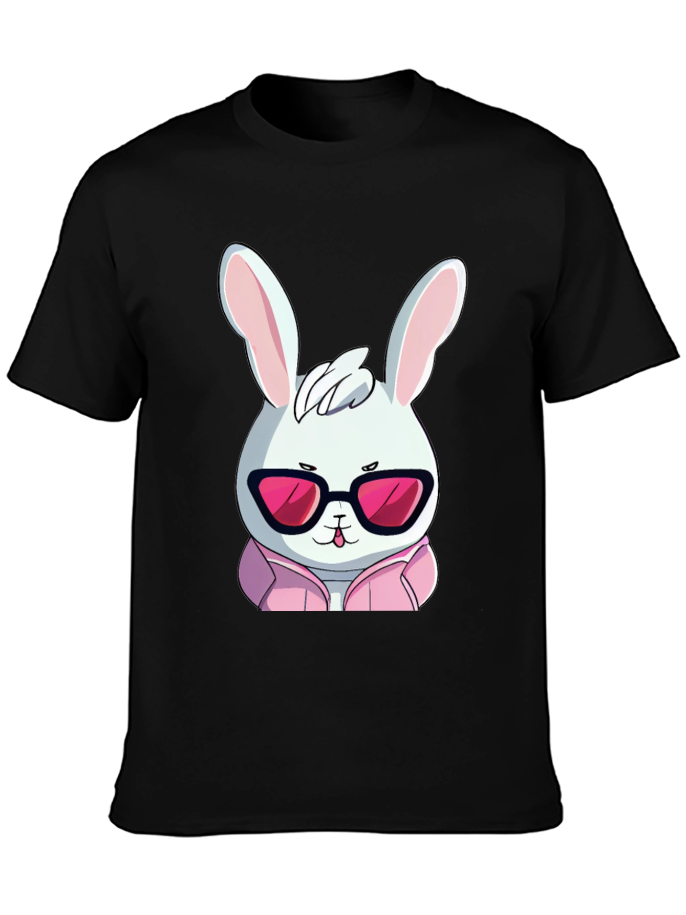 Cool Rabbit T-Shirt - Black Cotton Blend Graphic Tee