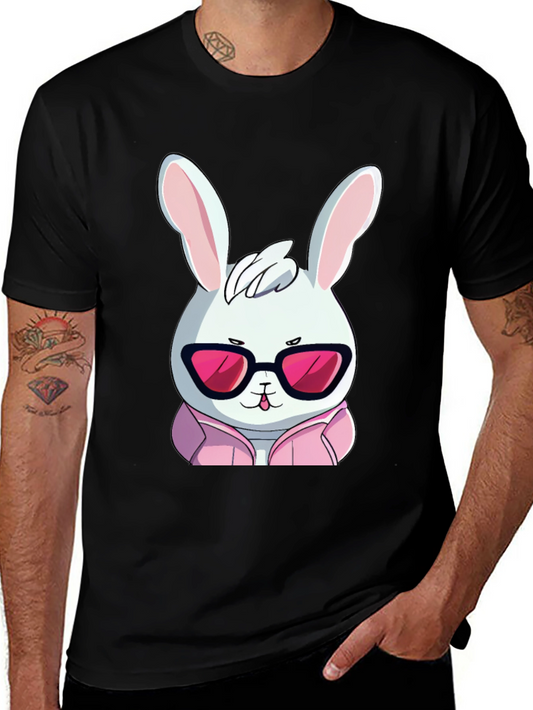 Cool Rabbit T-Shirt - Black Cotton Blend Graphic Tee