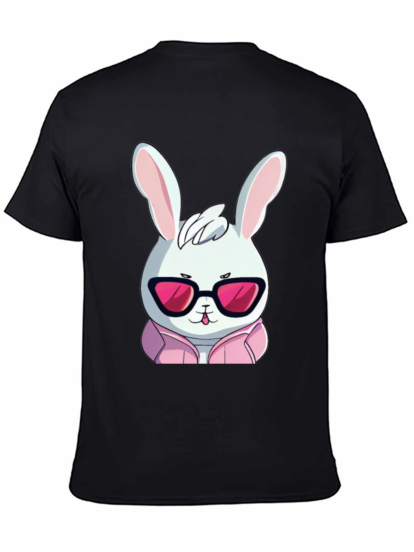 Cool Rabbit T-Shirt - Black Cotton Blend Graphic Tee