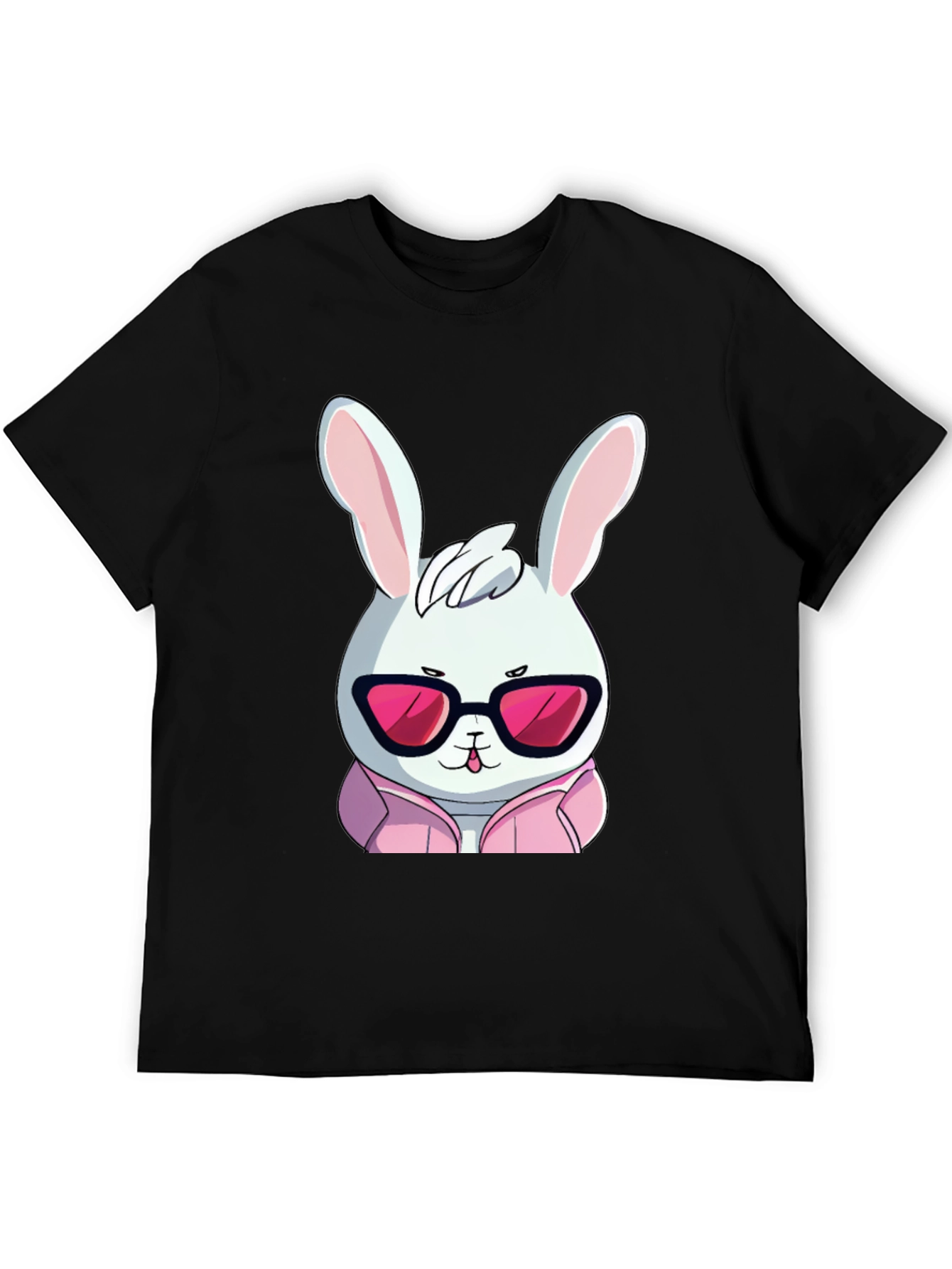 Cool Rabbit T-Shirt - Black Cotton Blend Graphic Tee