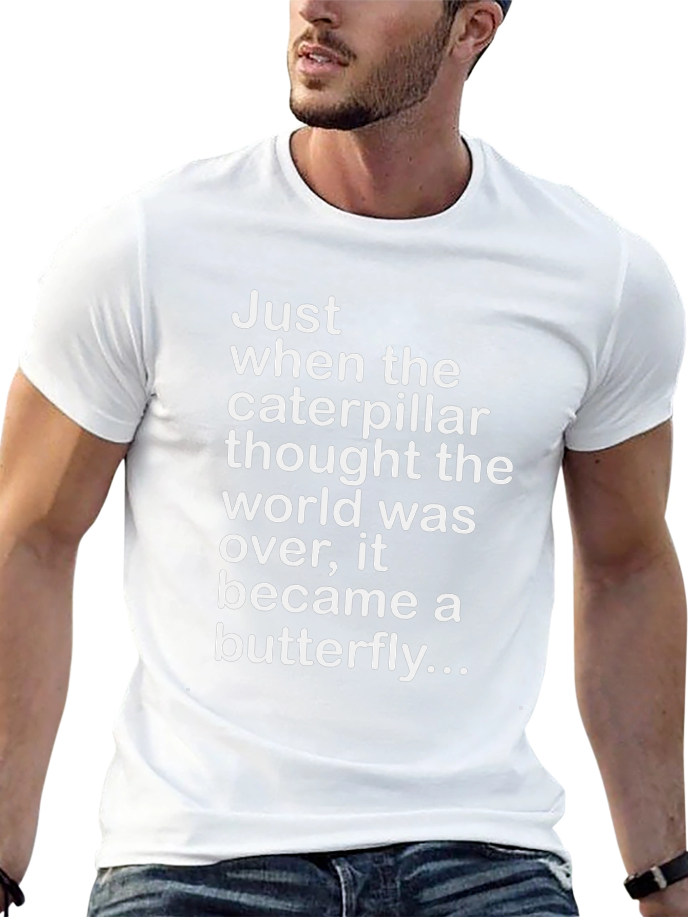 Caterpillar Butterfly Graphic T-Shirt - Black
