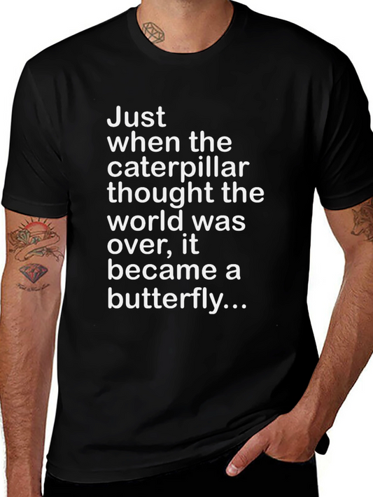 Caterpillar Butterfly Graphic T-Shirt - Black