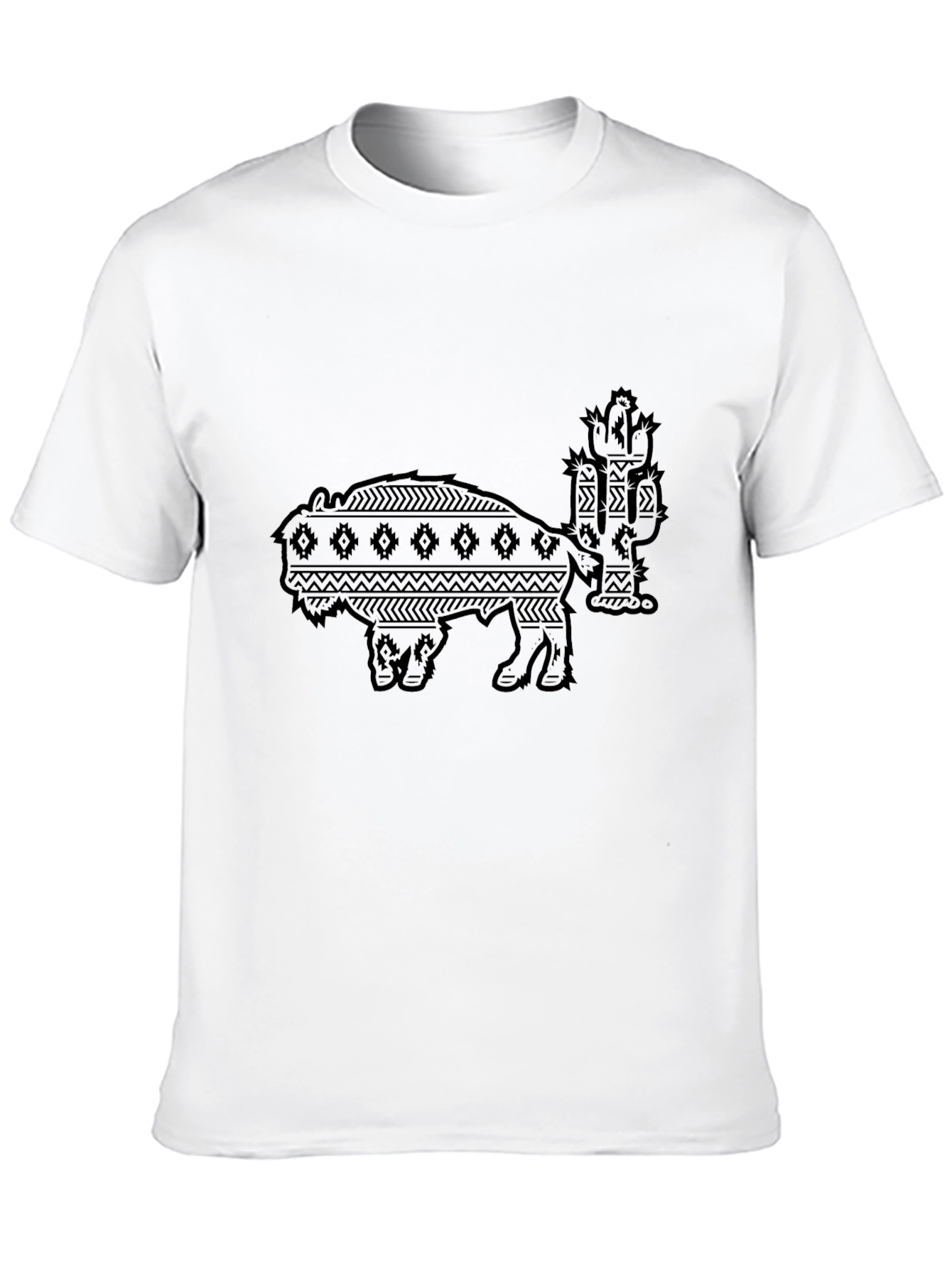 Bison & Cactus Graphic Print Crew Neck T-Shirt