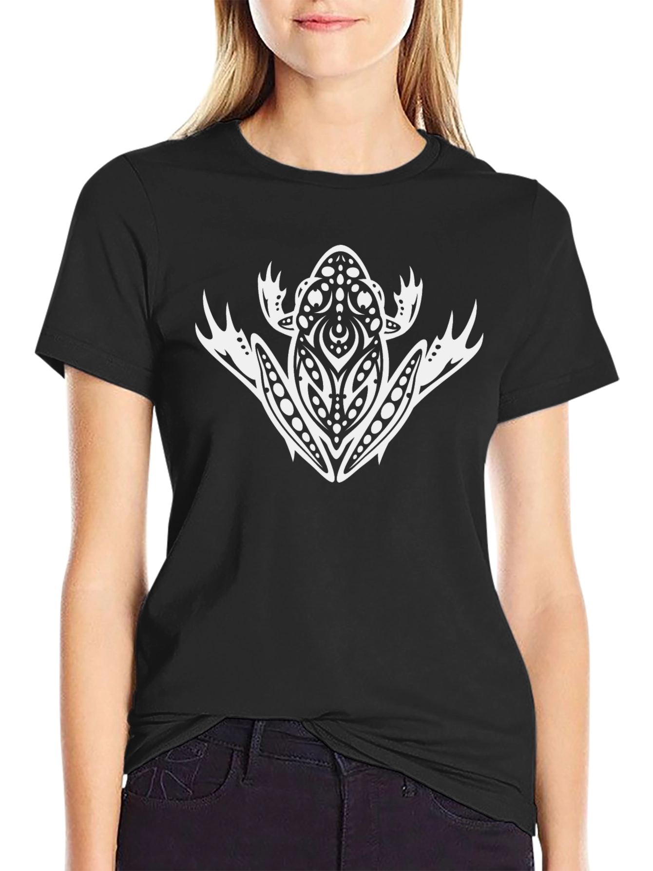 Tribal Frog Graphic Tee - Black