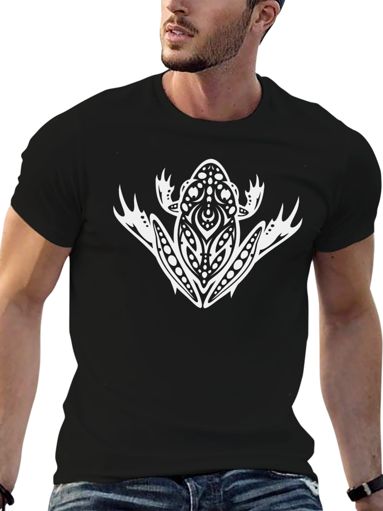 Tribal Frog Graphic Tee - Black