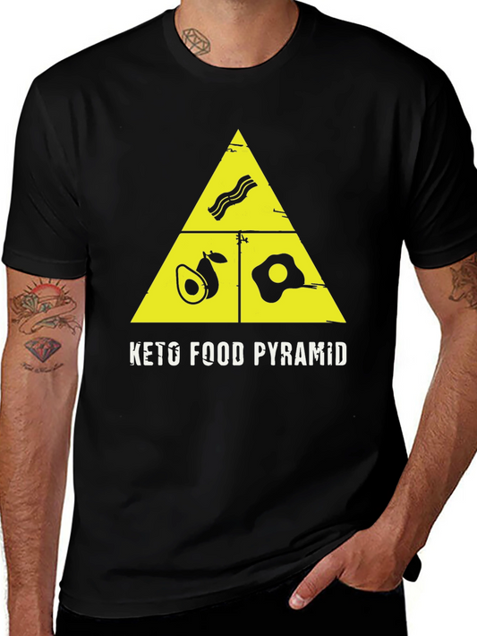 Keto Food Pyramid T-Shirt - Bacon Avocado Egg Graphic Tee