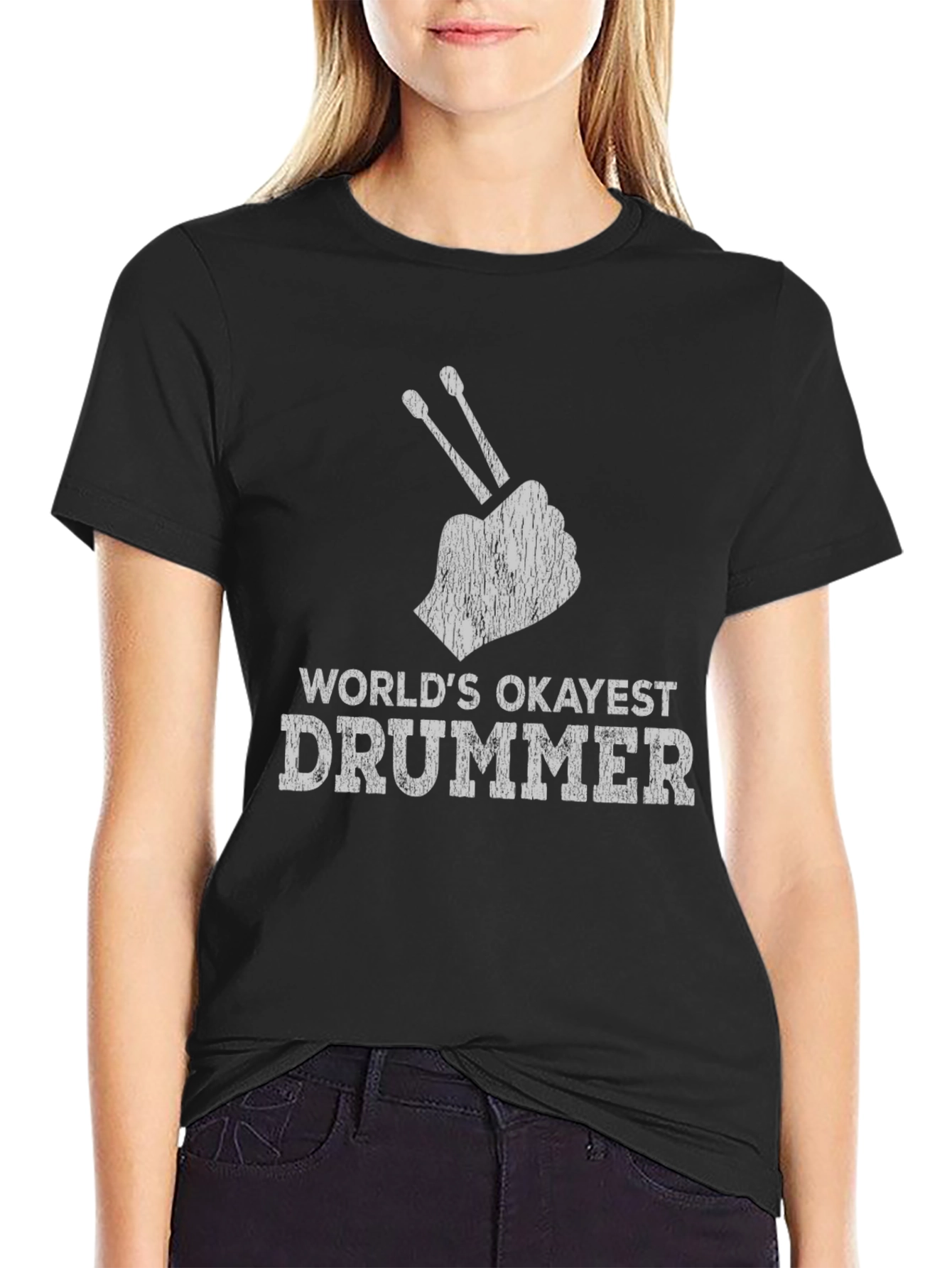Worlds Okayest Drummer T-Shirt - Funny Musician Tee