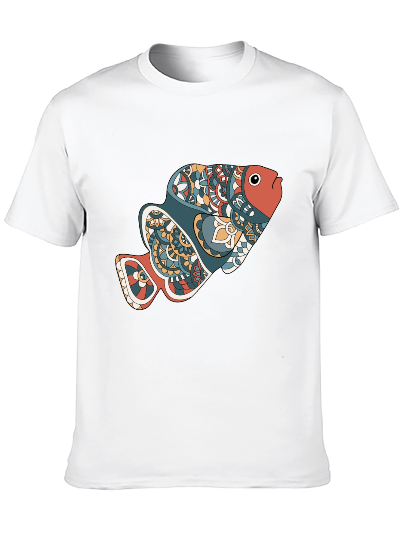 Abstract Fish Graphic Black T-Shirt