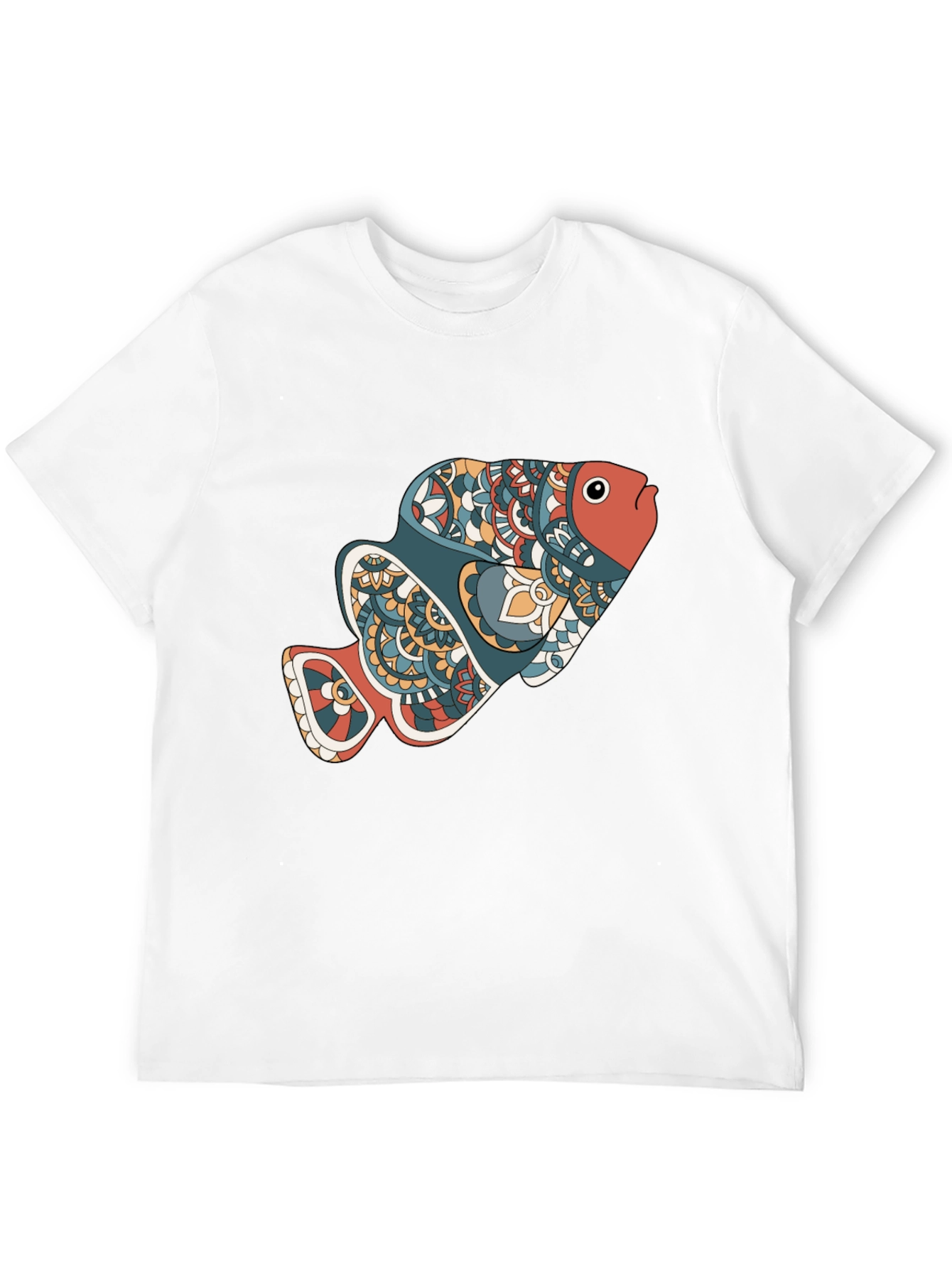 Abstract Fish Graphic Black T-Shirt