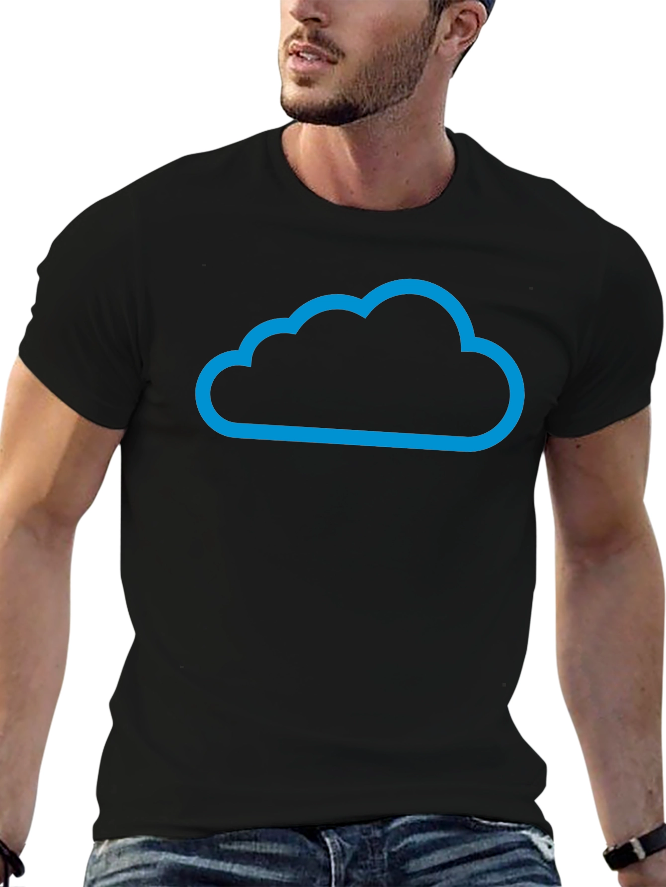 Cloud Design Black T-Shirt