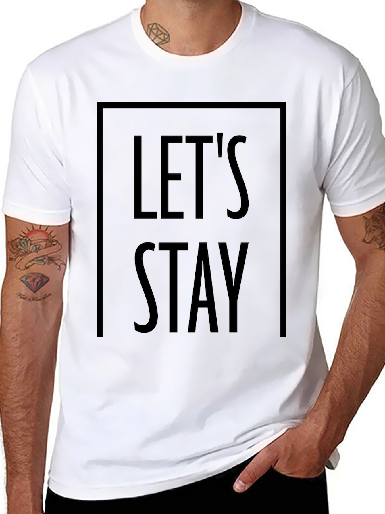 Lets Stay Graphic Tee - Stylish Black Cotton T-Shirt