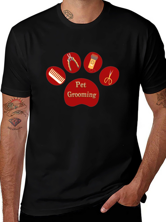 Pet Grooming Paw Print T-Shirt