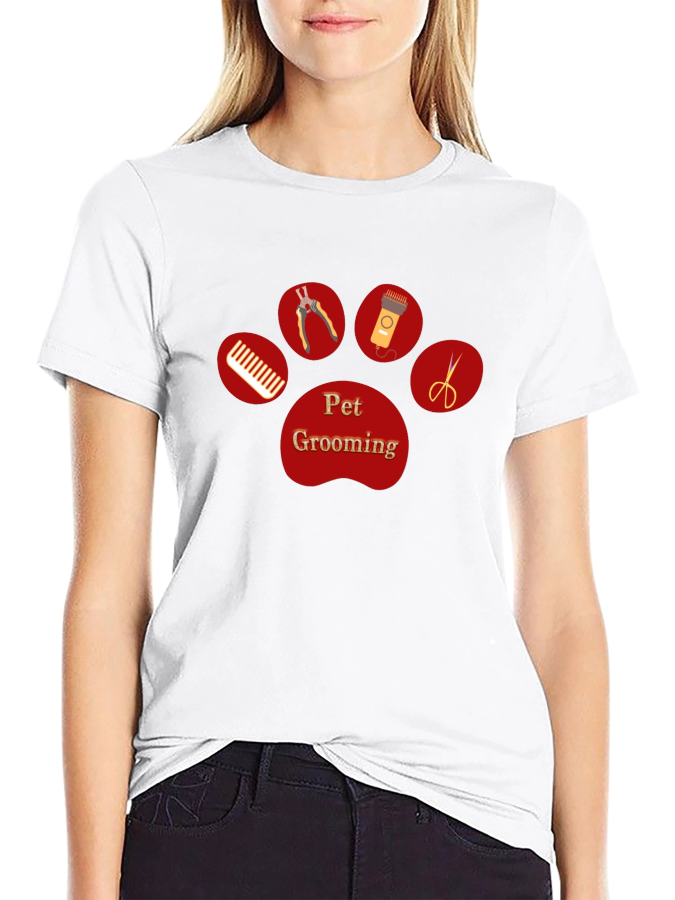 Pet Grooming Paw Print T-Shirt
