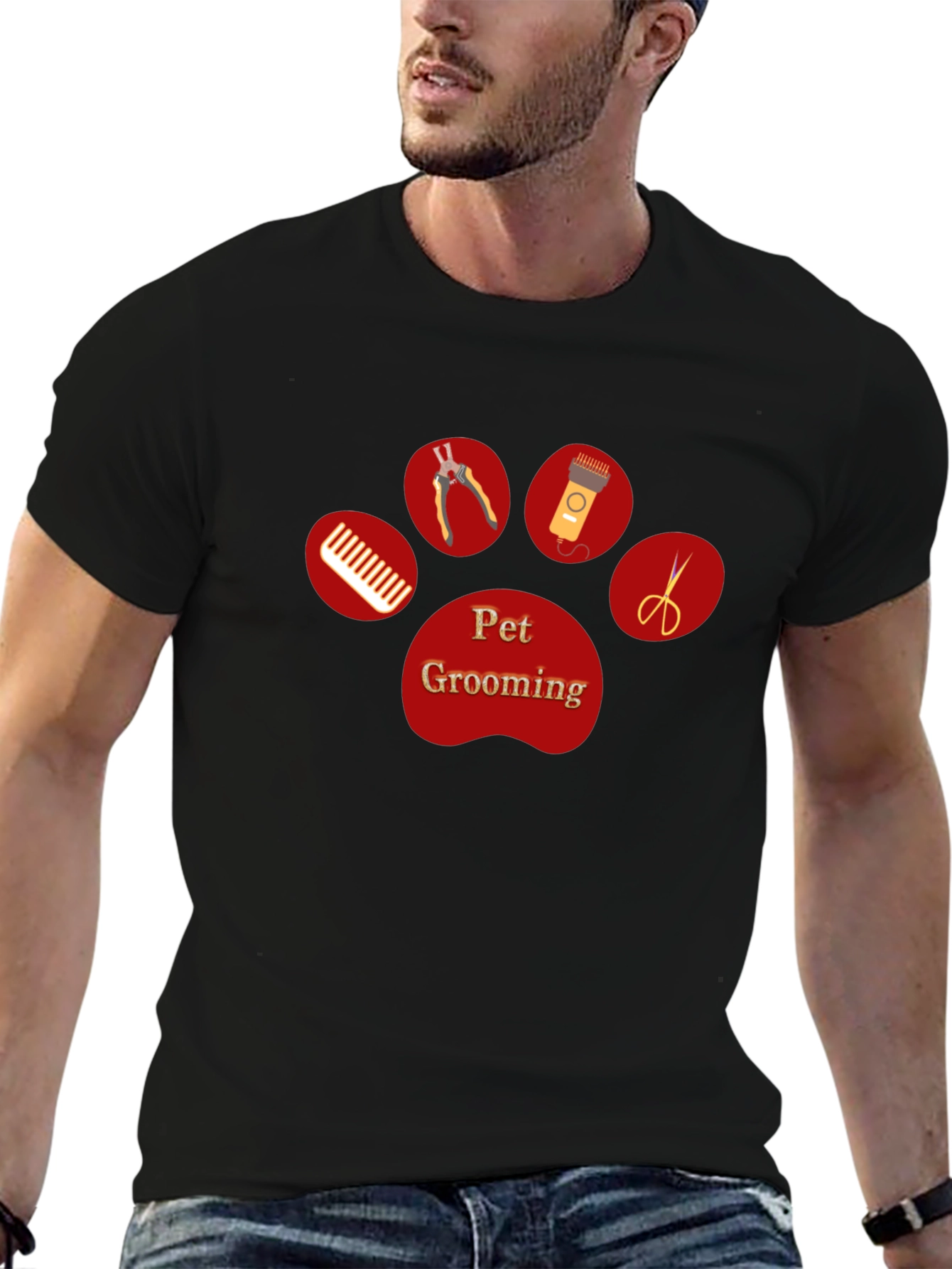 Pet Grooming Paw Print T-Shirt