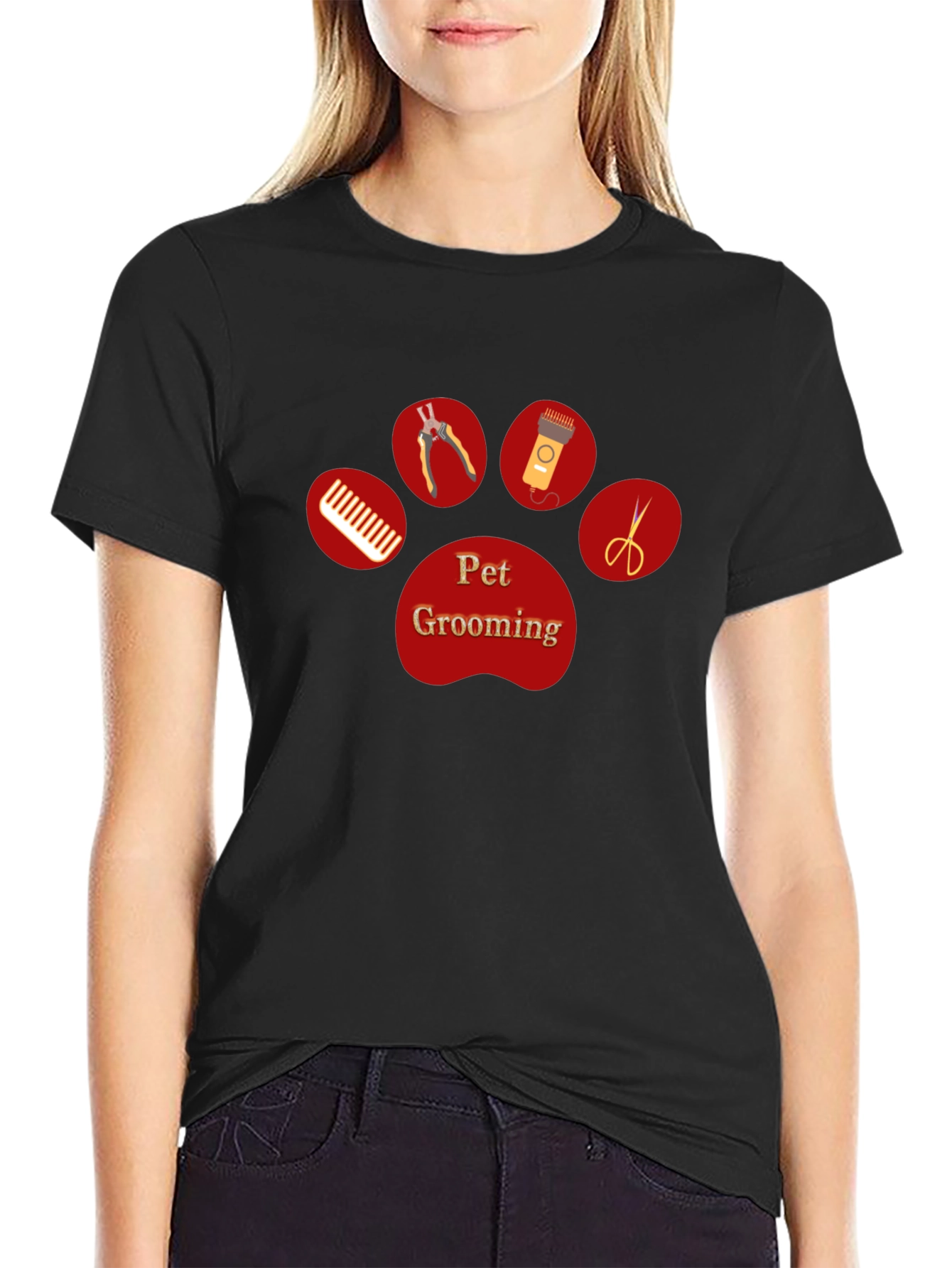 Pet Grooming Paw Print T-Shirt