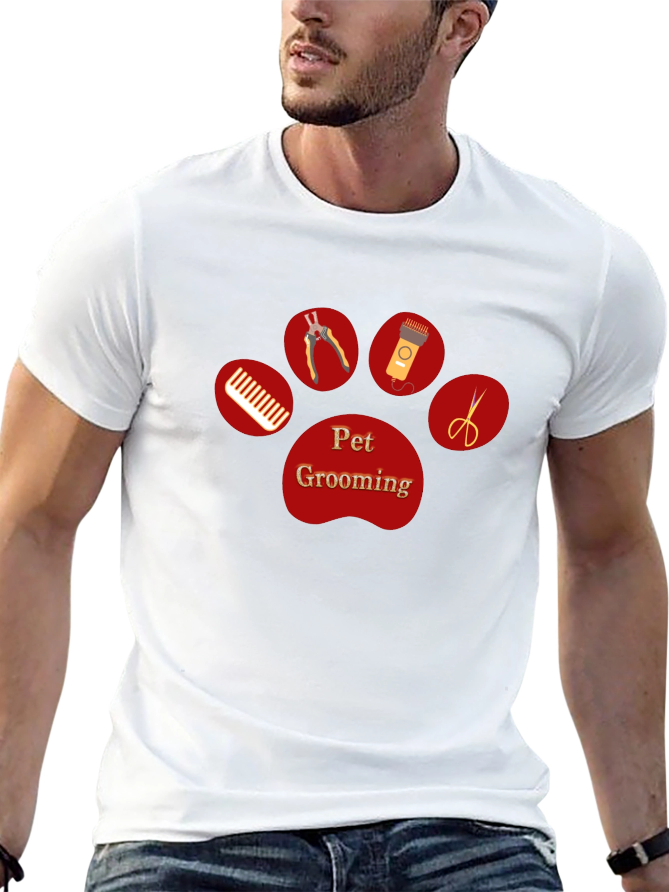 Pet Grooming Paw Print T-Shirt