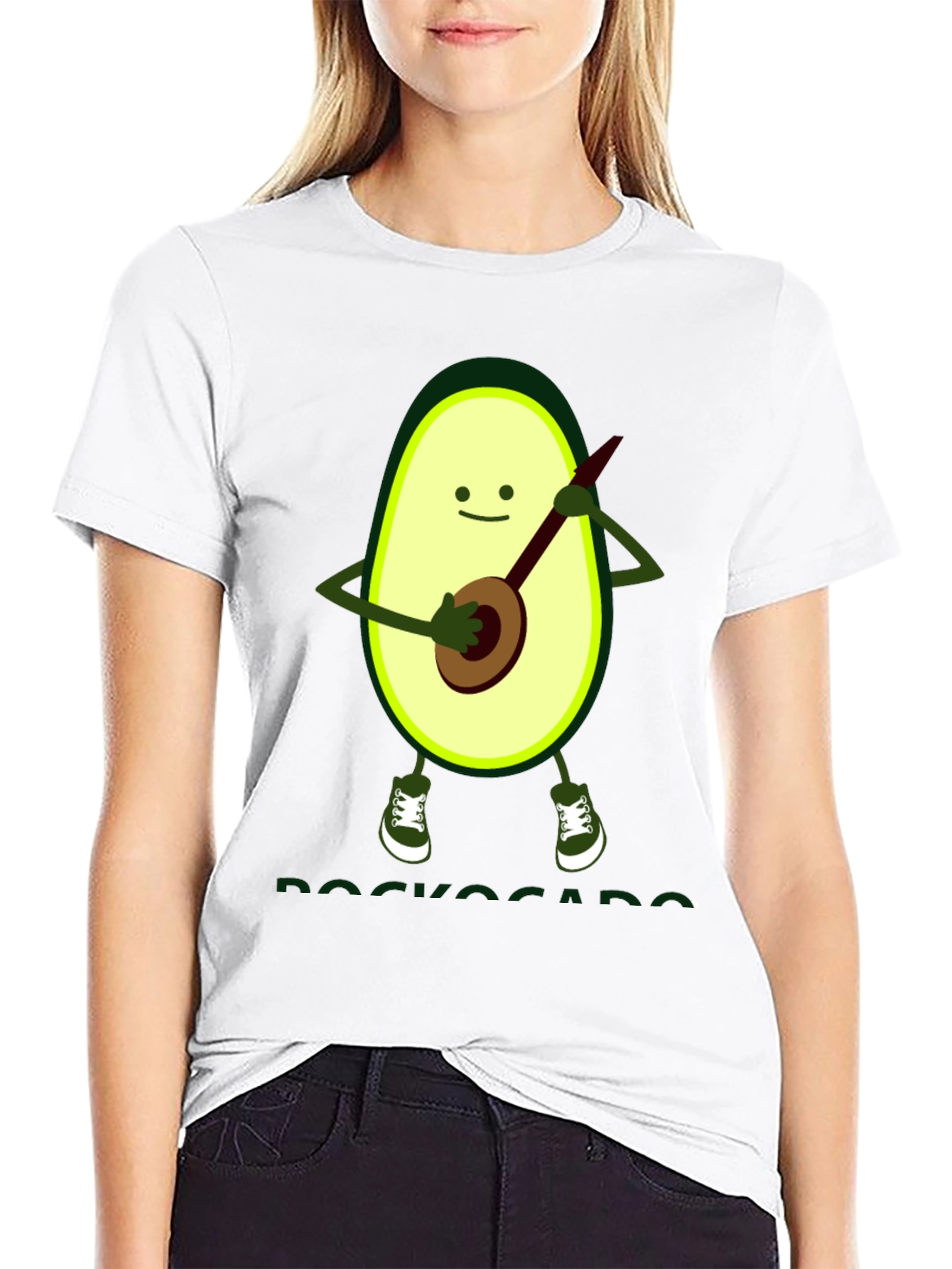 Avocado Banjo Player Graphic T-Shirt