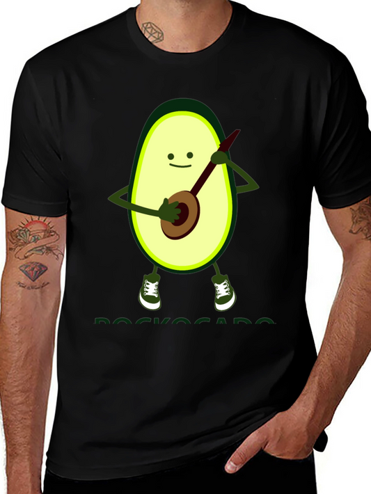 Avocado Banjo Player Graphic T-Shirt