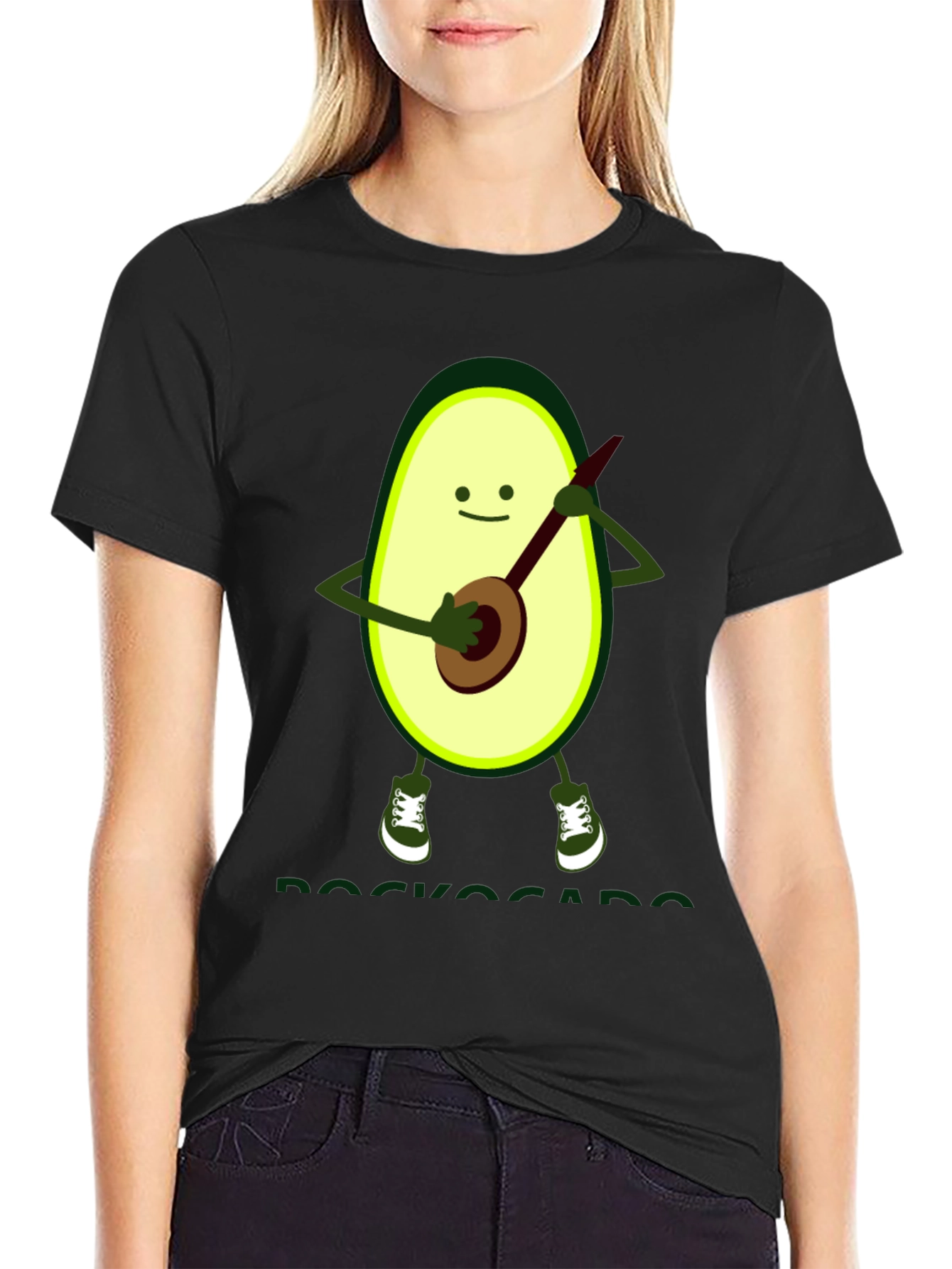 Avocado Banjo Player Graphic T-Shirt