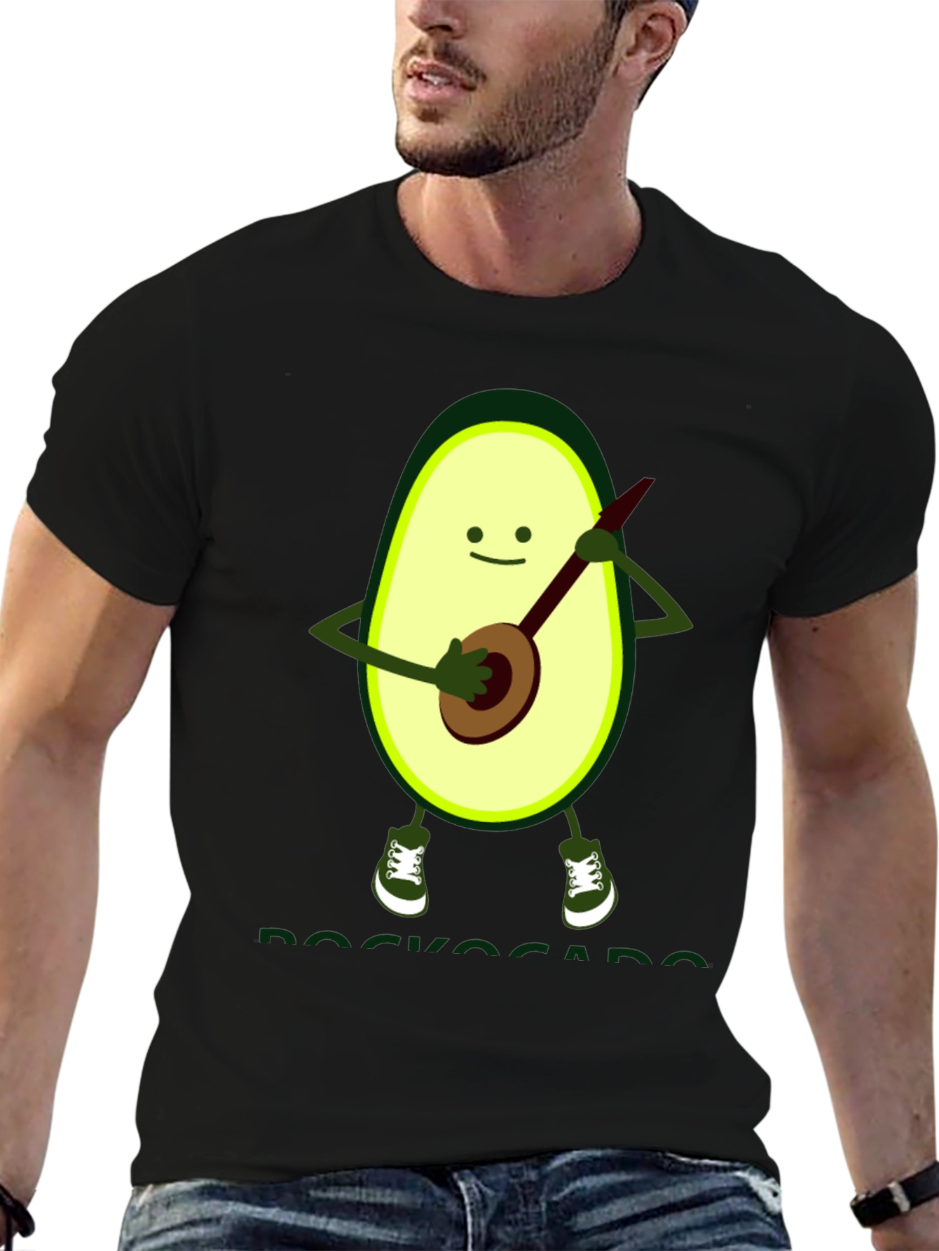 Avocado Banjo Player Graphic T-Shirt