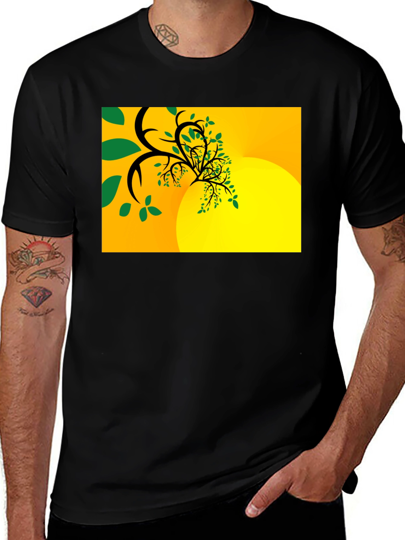 Abstract Tree Graphic Black Tee