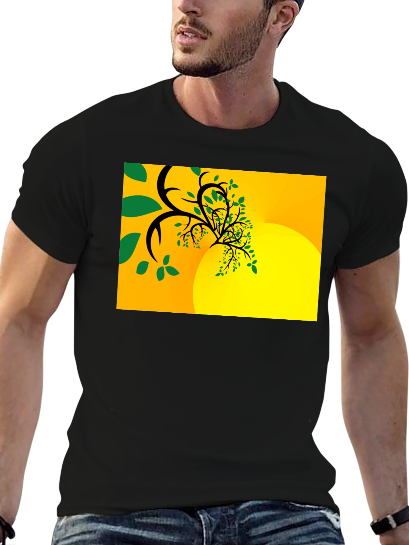Abstract Tree Graphic Black Tee