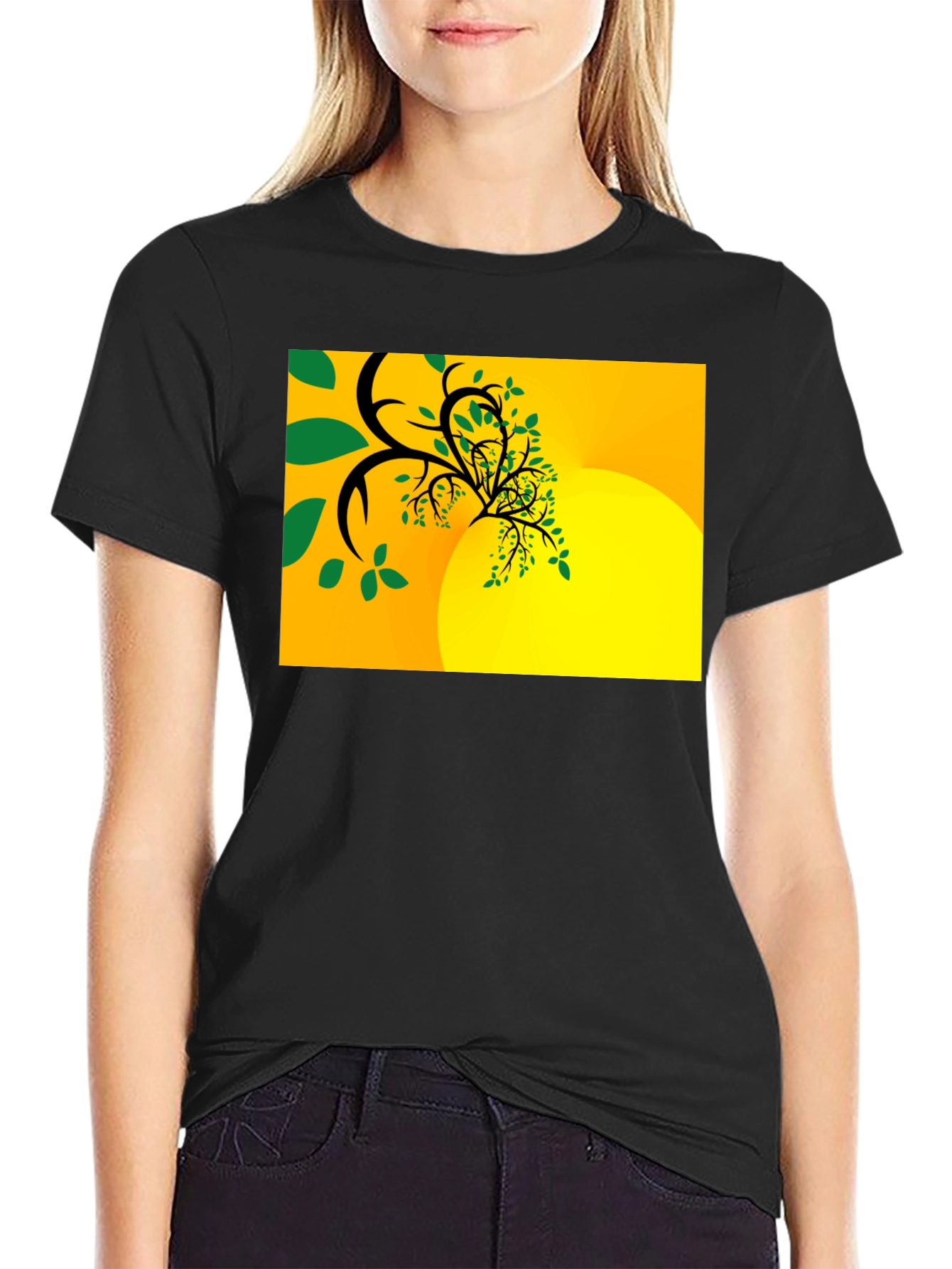 Abstract Tree Graphic Black Tee