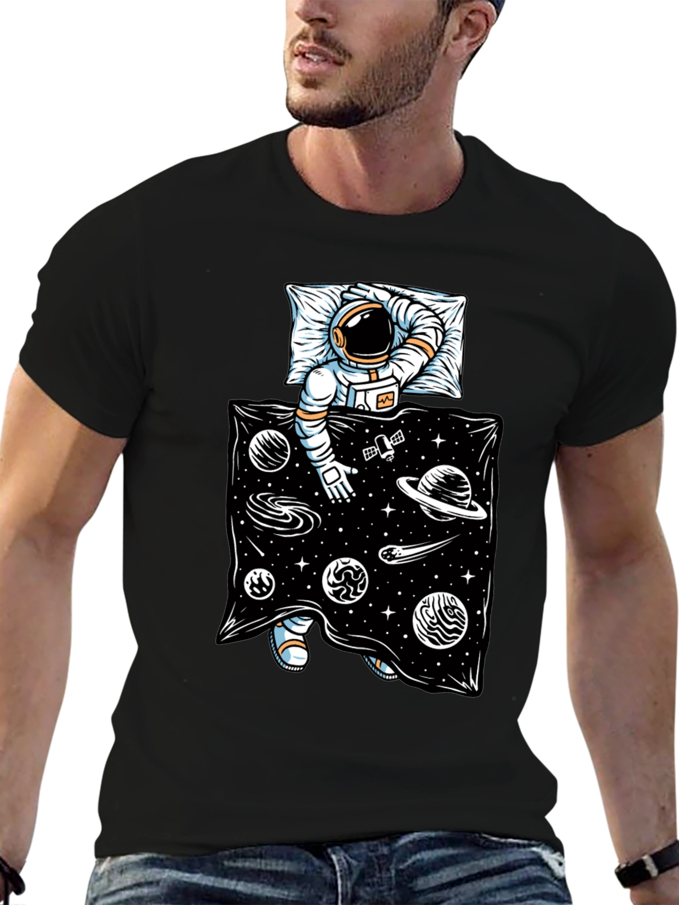 Astronaut in Space Bed T-Shirt - Relax in Style!