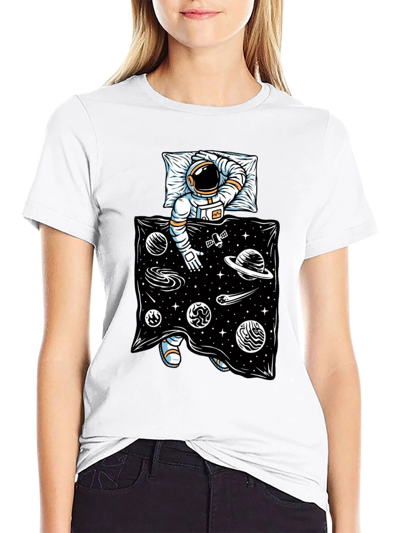 Astronaut in Space Bed T-Shirt - Relax in Style!
