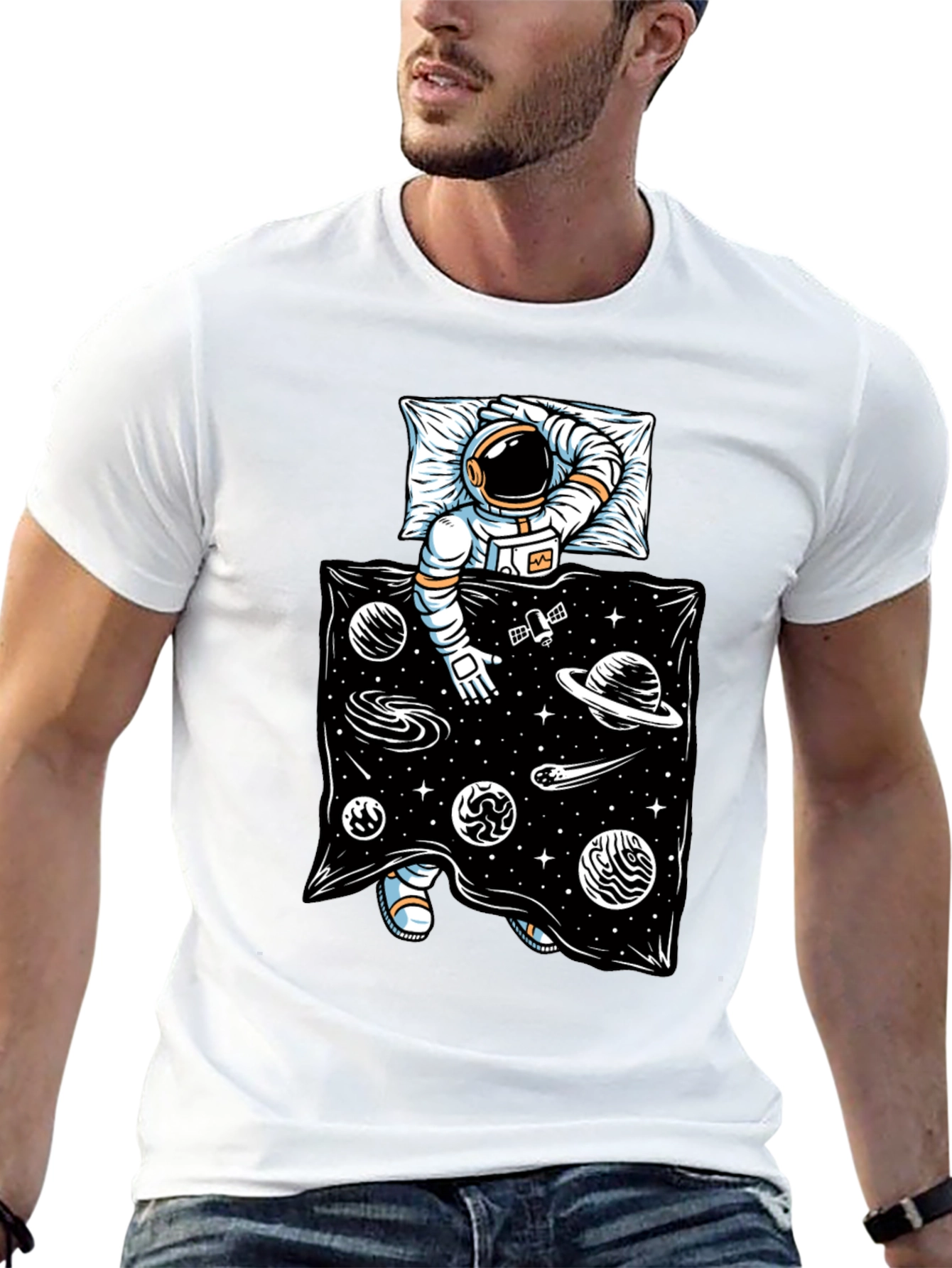 Astronaut in Space Bed T-Shirt - Relax in Style!
