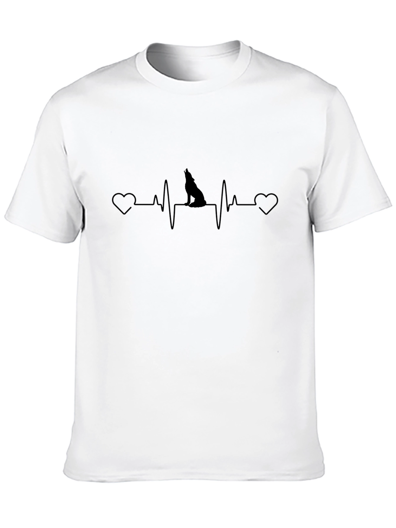 Wolf Heartbeat T-Shirt - Black Graphic Tee