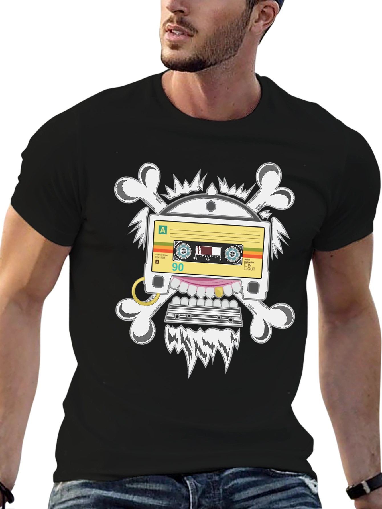 Cassette Tape Skull Graphic T-Shirt