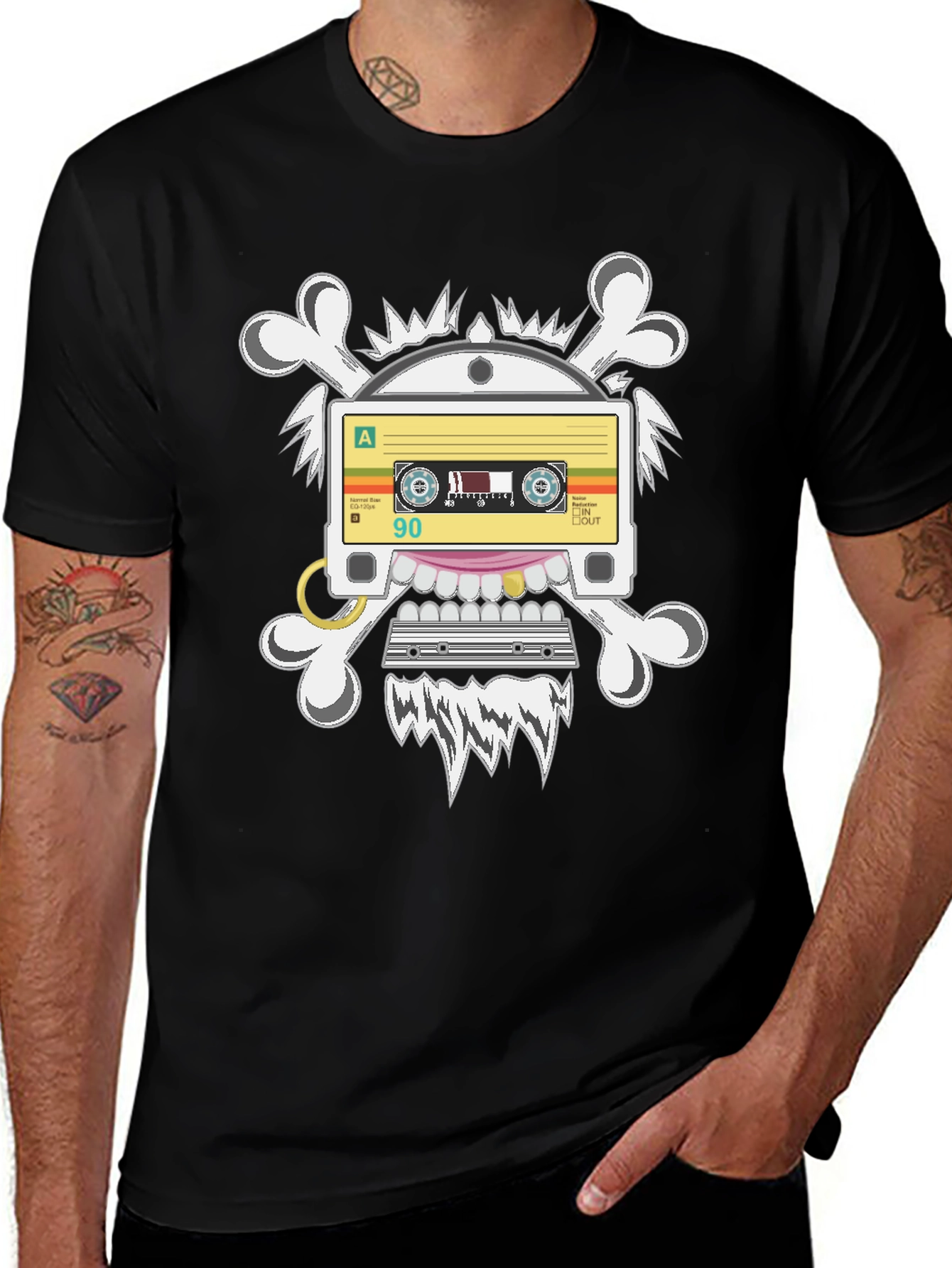 Cassette Tape Skull Graphic T-Shirt