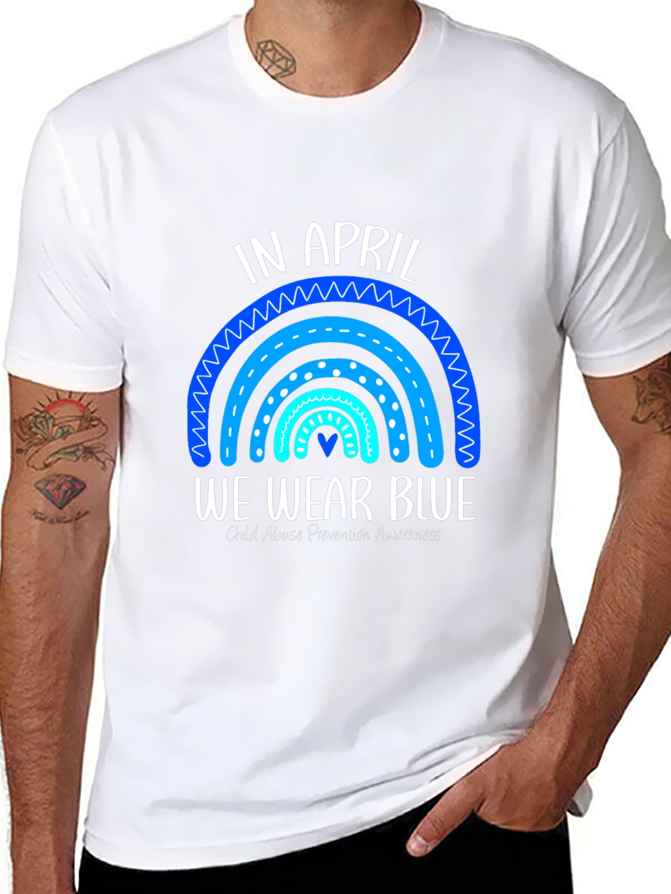 In April We Wear Blue Child Abuse Awareness T-Shirt