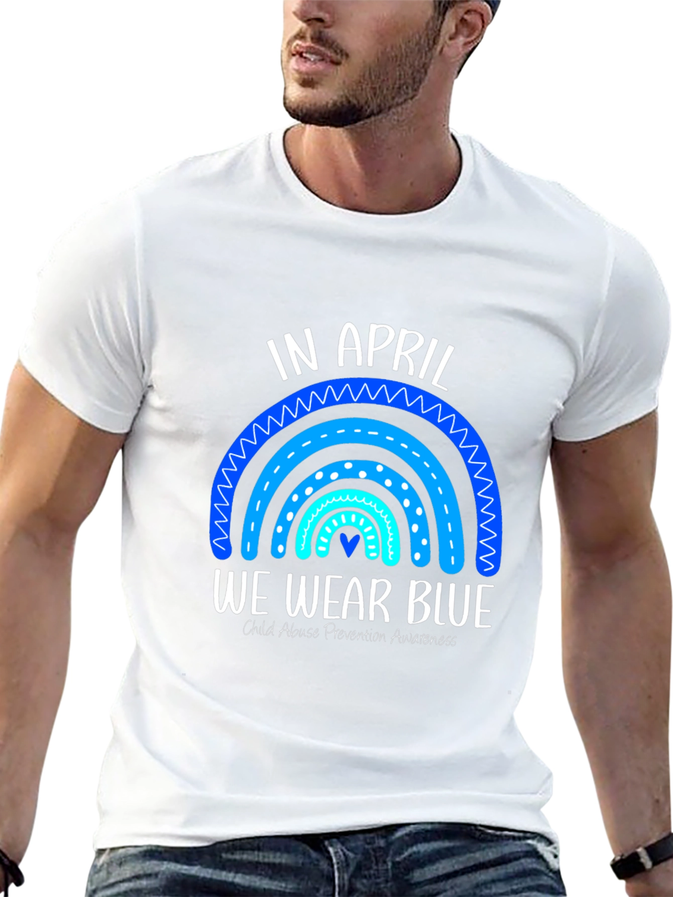 In April We Wear Blue Child Abuse Awareness T-Shirt