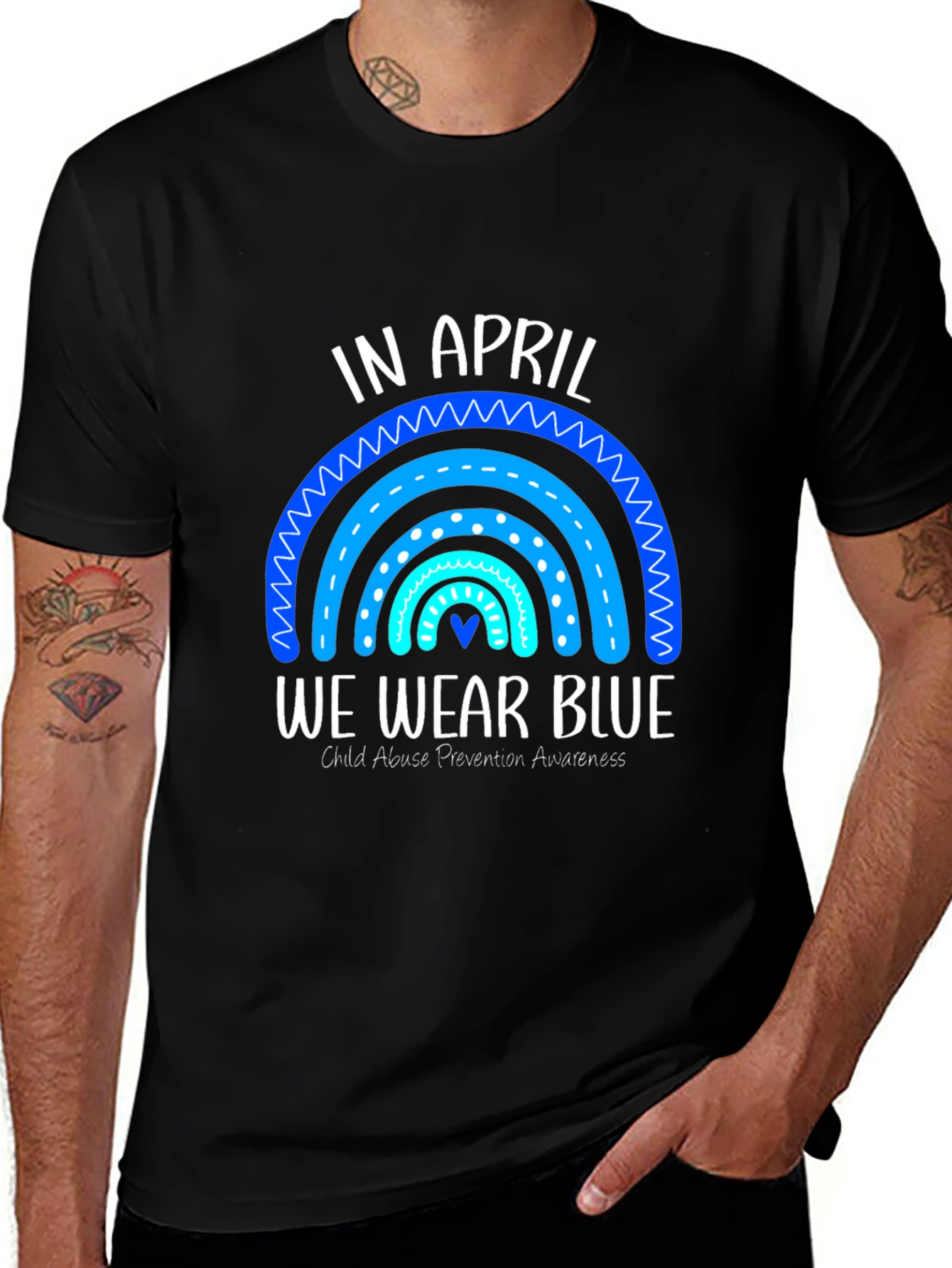 In April We Wear Blue Child Abuse Awareness T-Shirt