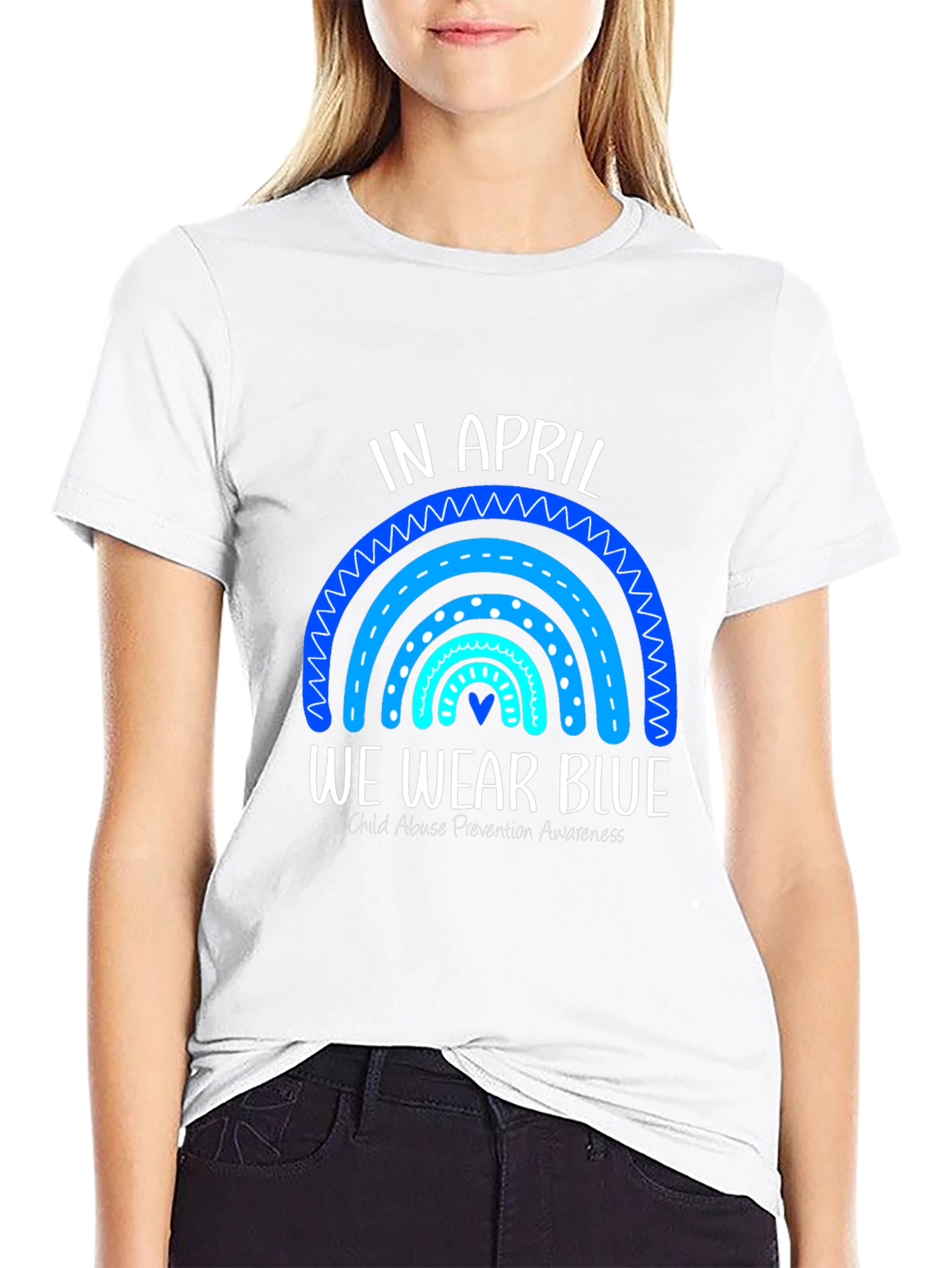 In April We Wear Blue Child Abuse Awareness T-Shirt