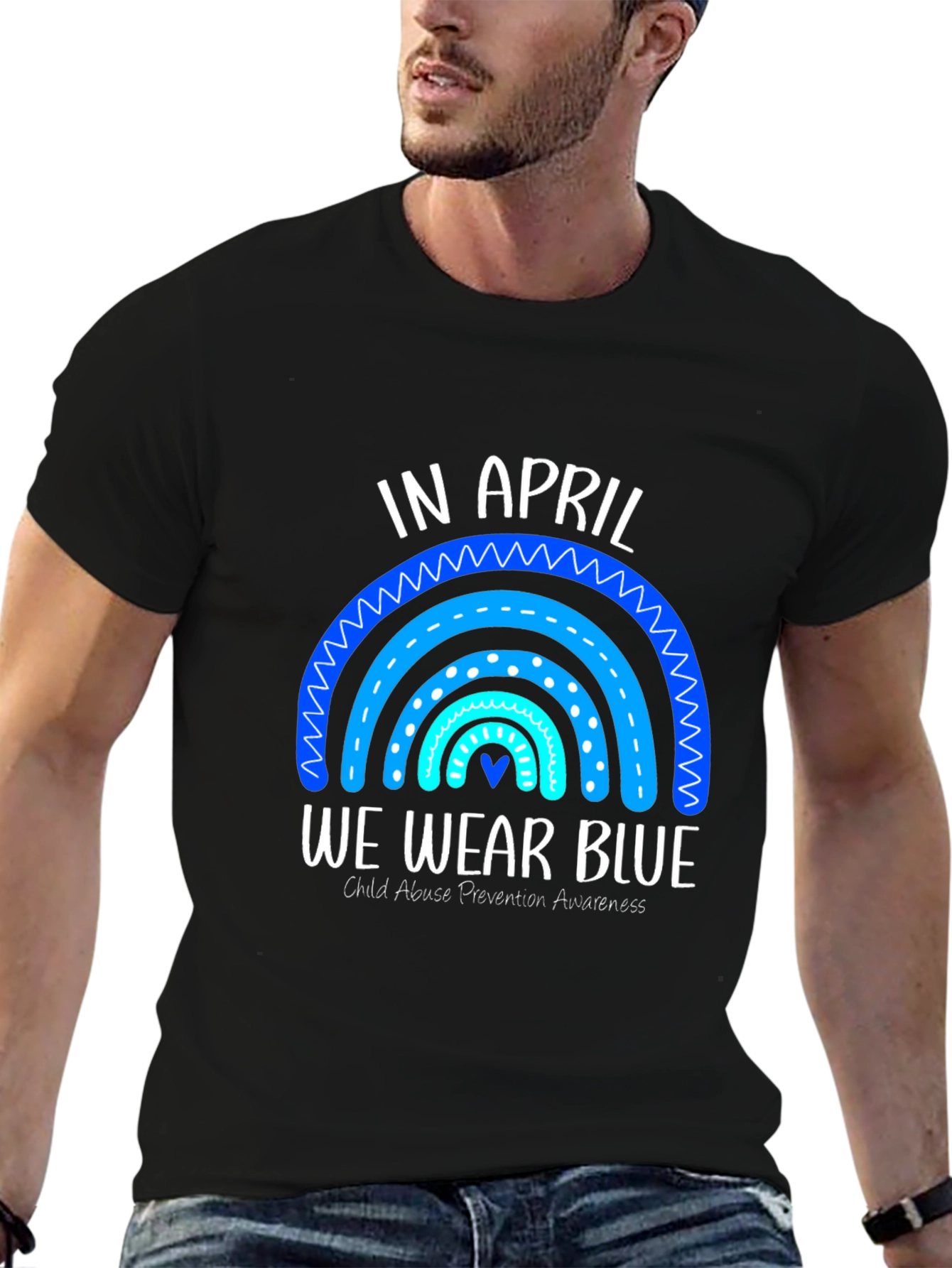 In April We Wear Blue Child Abuse Awareness T-Shirt