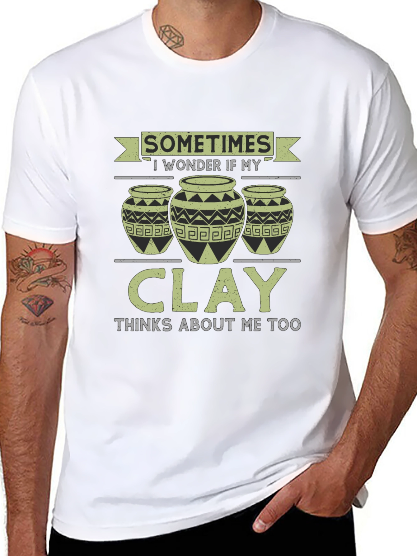 Funny Pottery T-Shirt - Clay Thinks About Me Too!