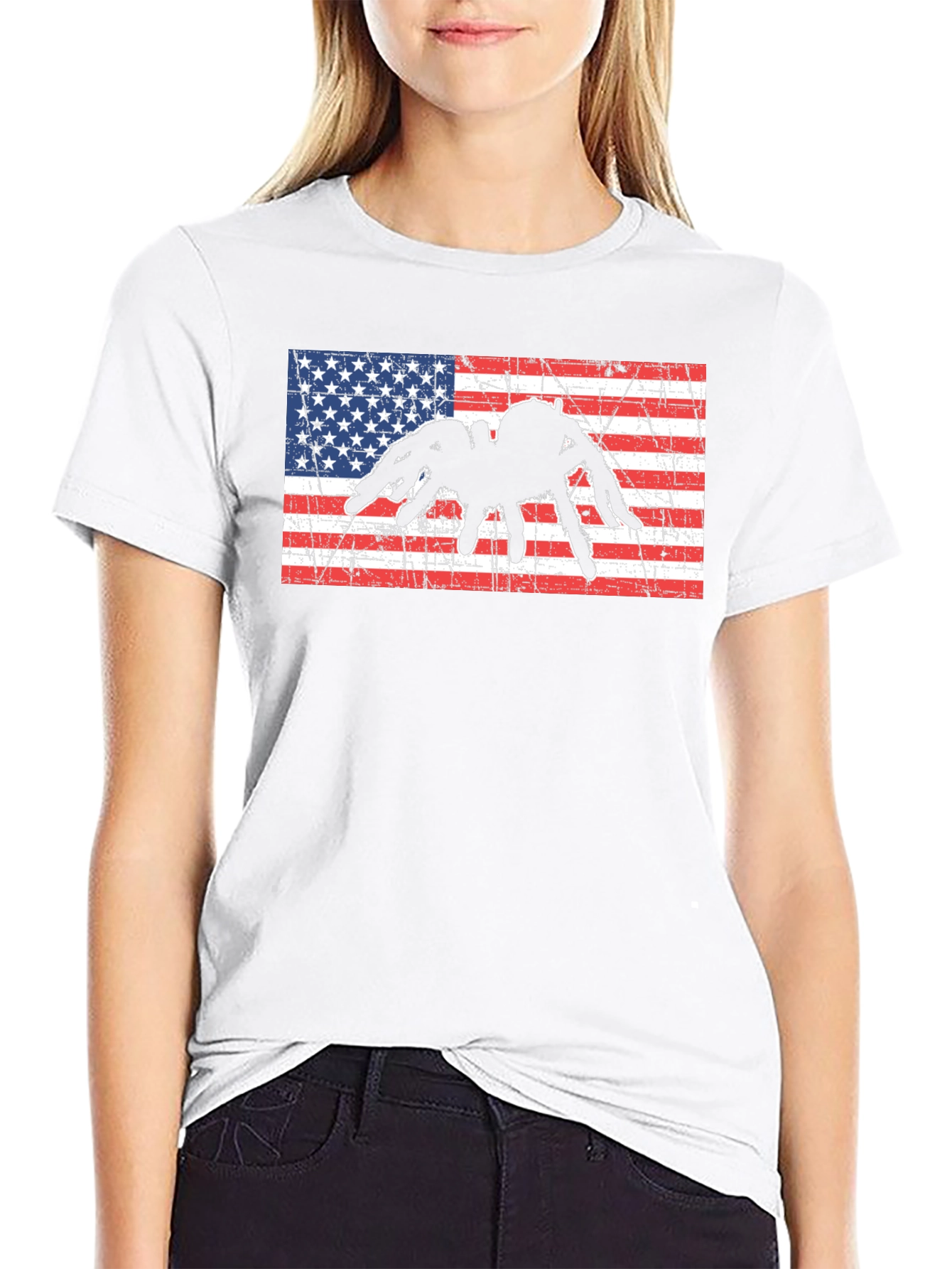 American Flag Spider Graphic T-Shirt