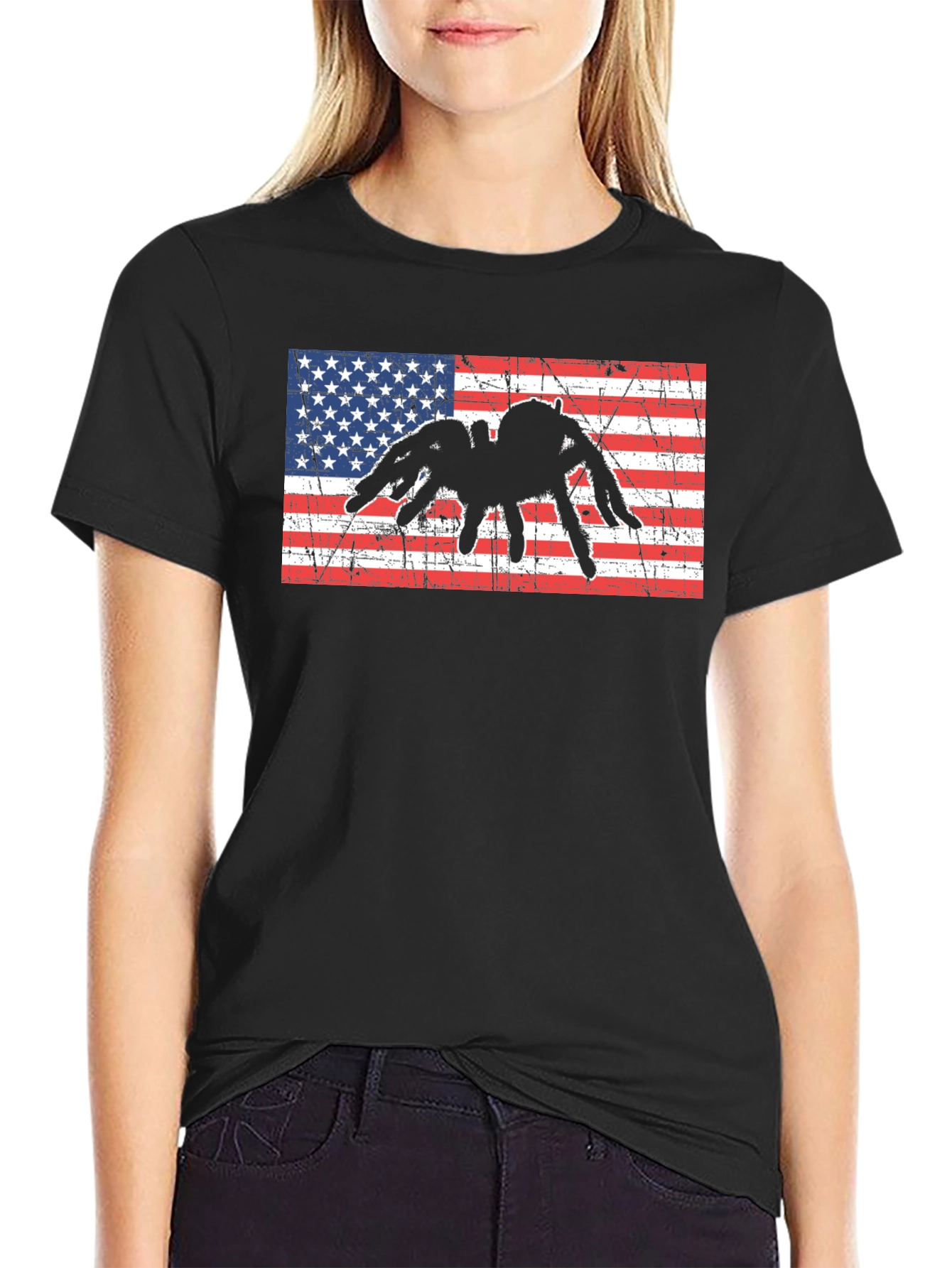 American Flag Spider Graphic T-Shirt