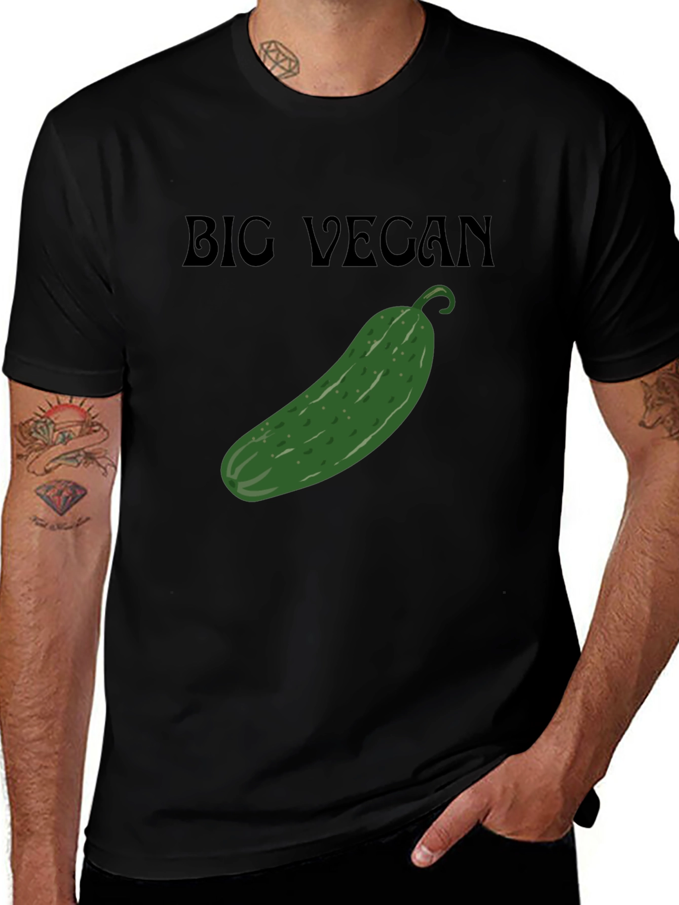 Big Vegan Cucumber Graphic T-Shirt - Unisex