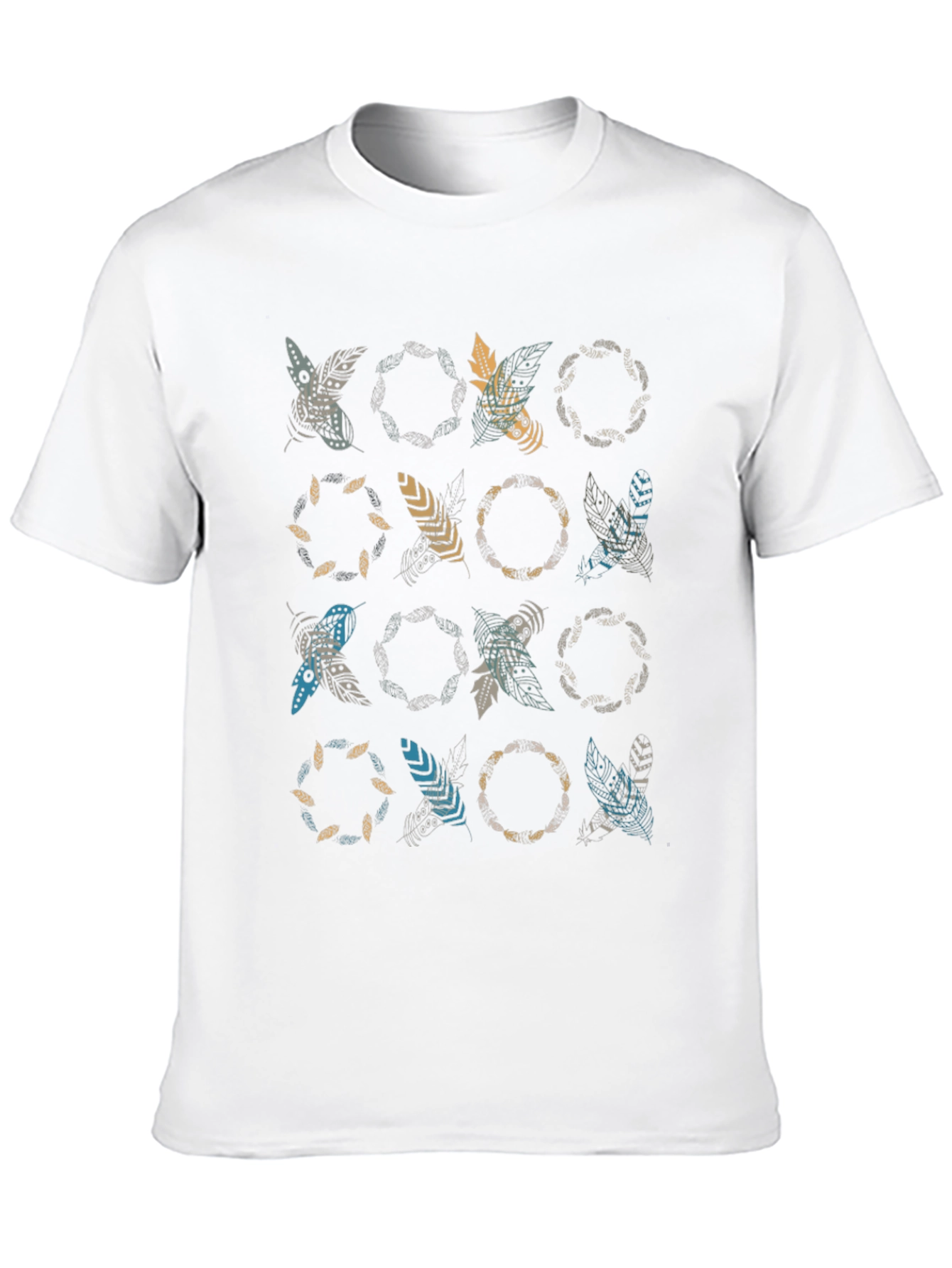 Boho Feather Print Black T-Shirt