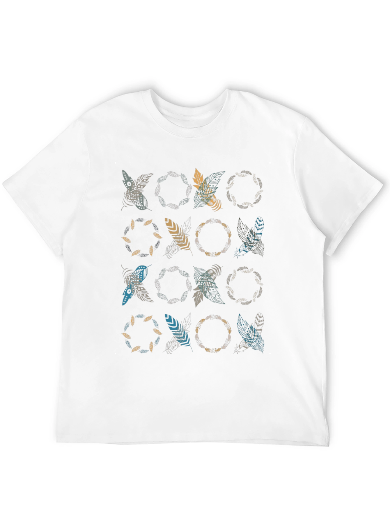 Boho Feather Print Black T-Shirt