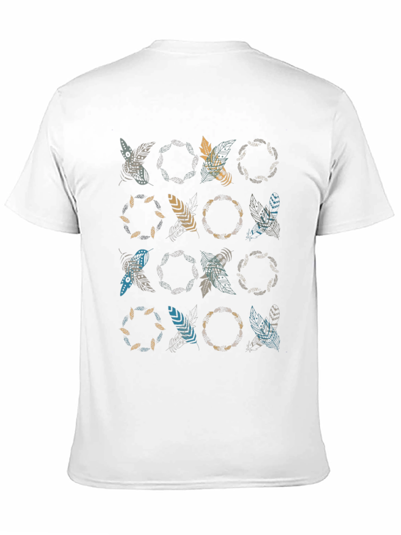 Boho Feather Print Black T-Shirt