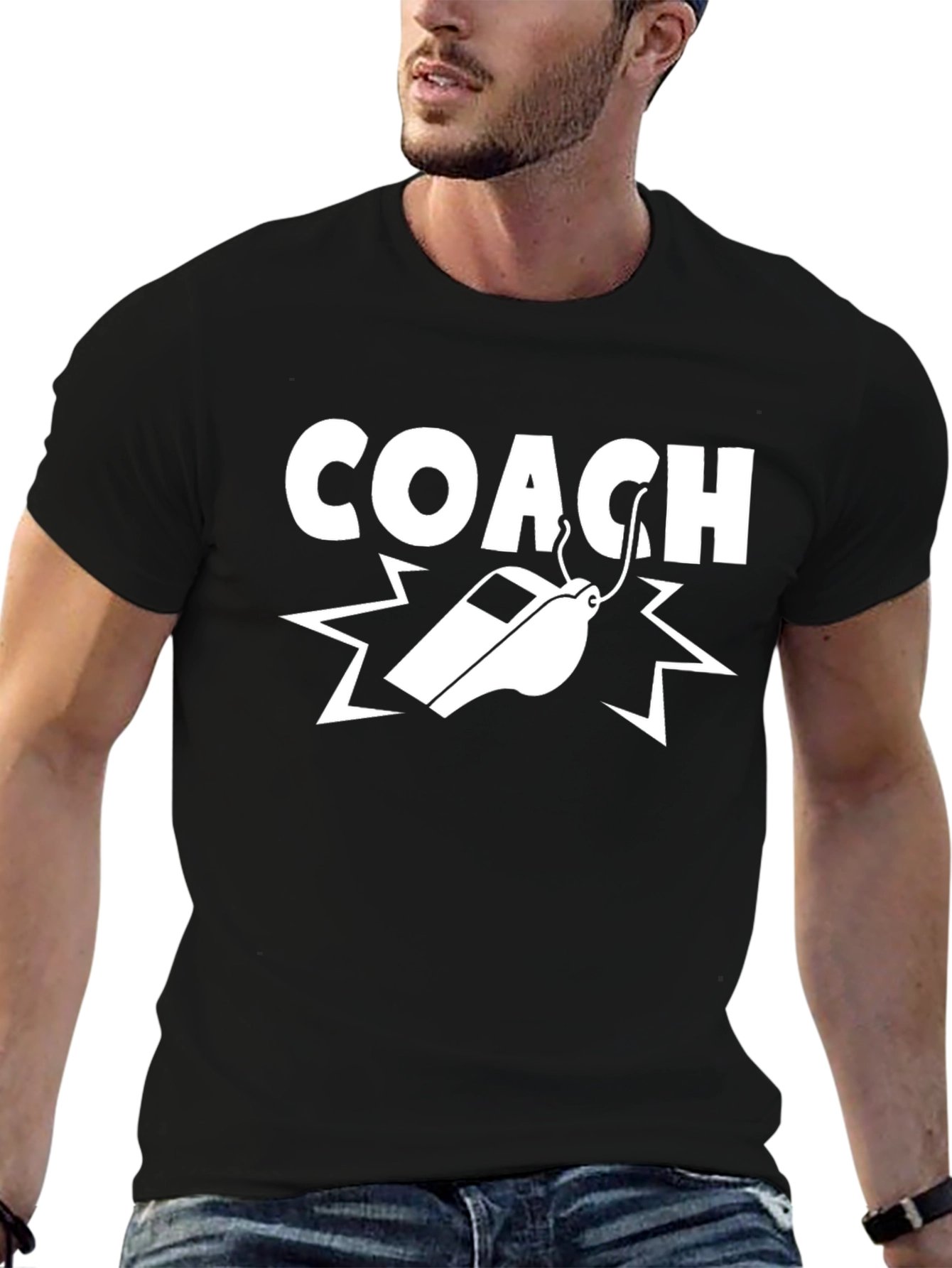 Coach Whistle Graphic Black T-Shirt