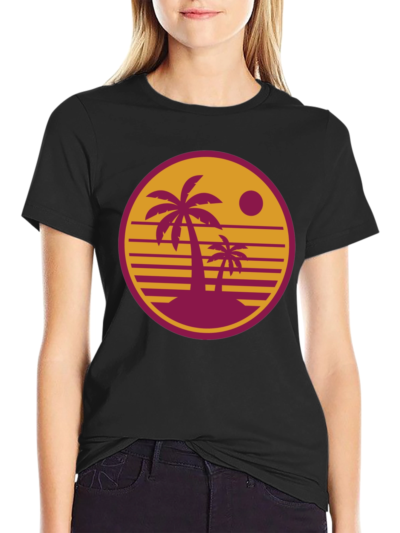Retro Palm Sunset Graphic T-Shirt